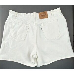 Vintage 1990's LEVIS White Denim Jean Shorts Button Fly USA Made Size 20W